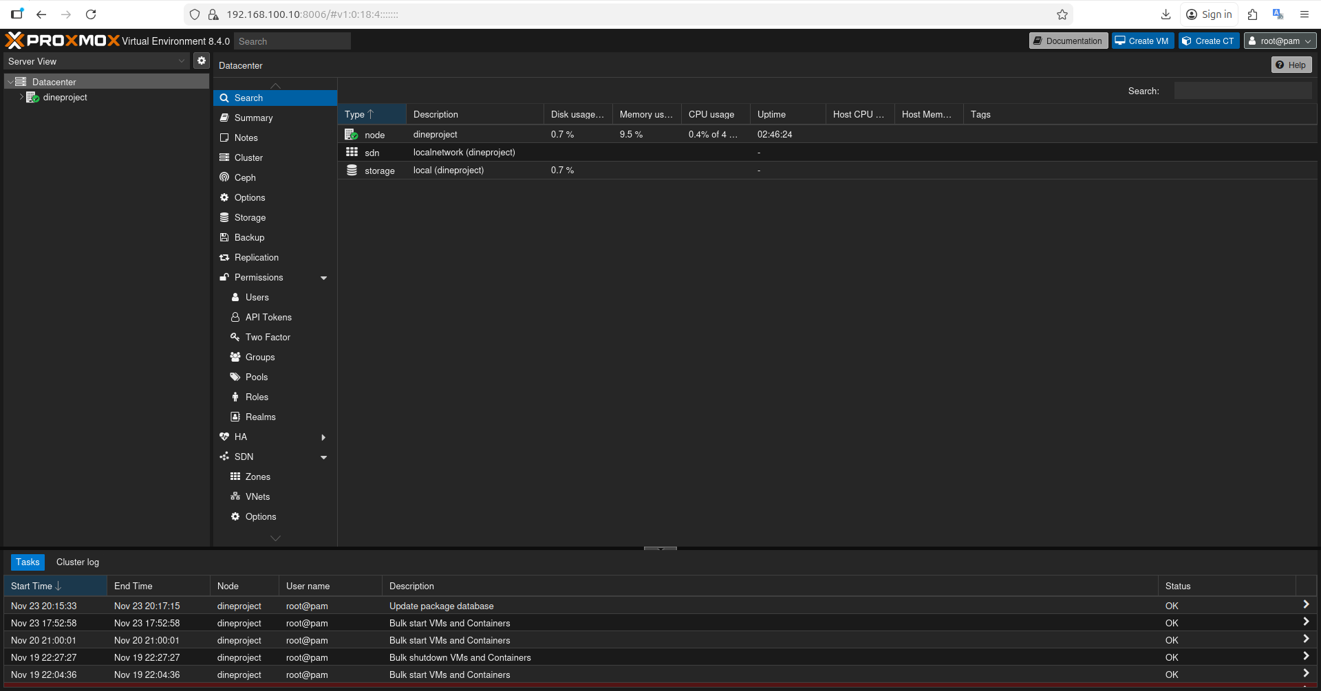 I can now access the Proxmox web interface from my Huawei laptop